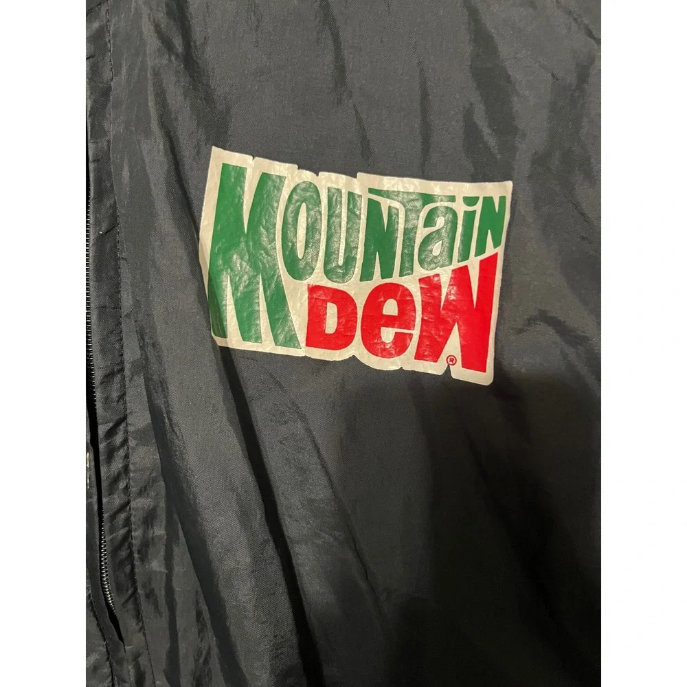 Vintage Mountain Dew Jacket Black Hooded Windbreaker Retro Style Mens XL‎ READ